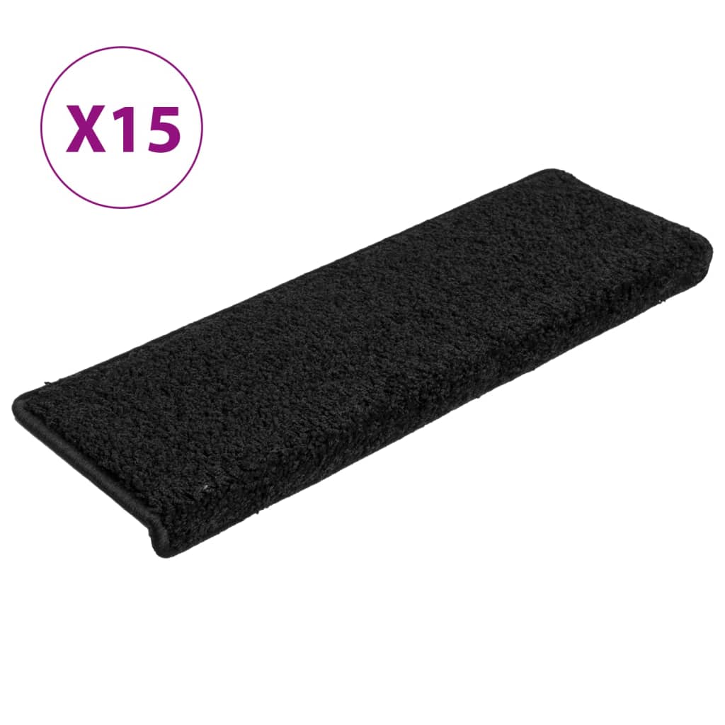 Tappetini Per Scale In Moquette 15 Pz 65x21x4 Cm Neri