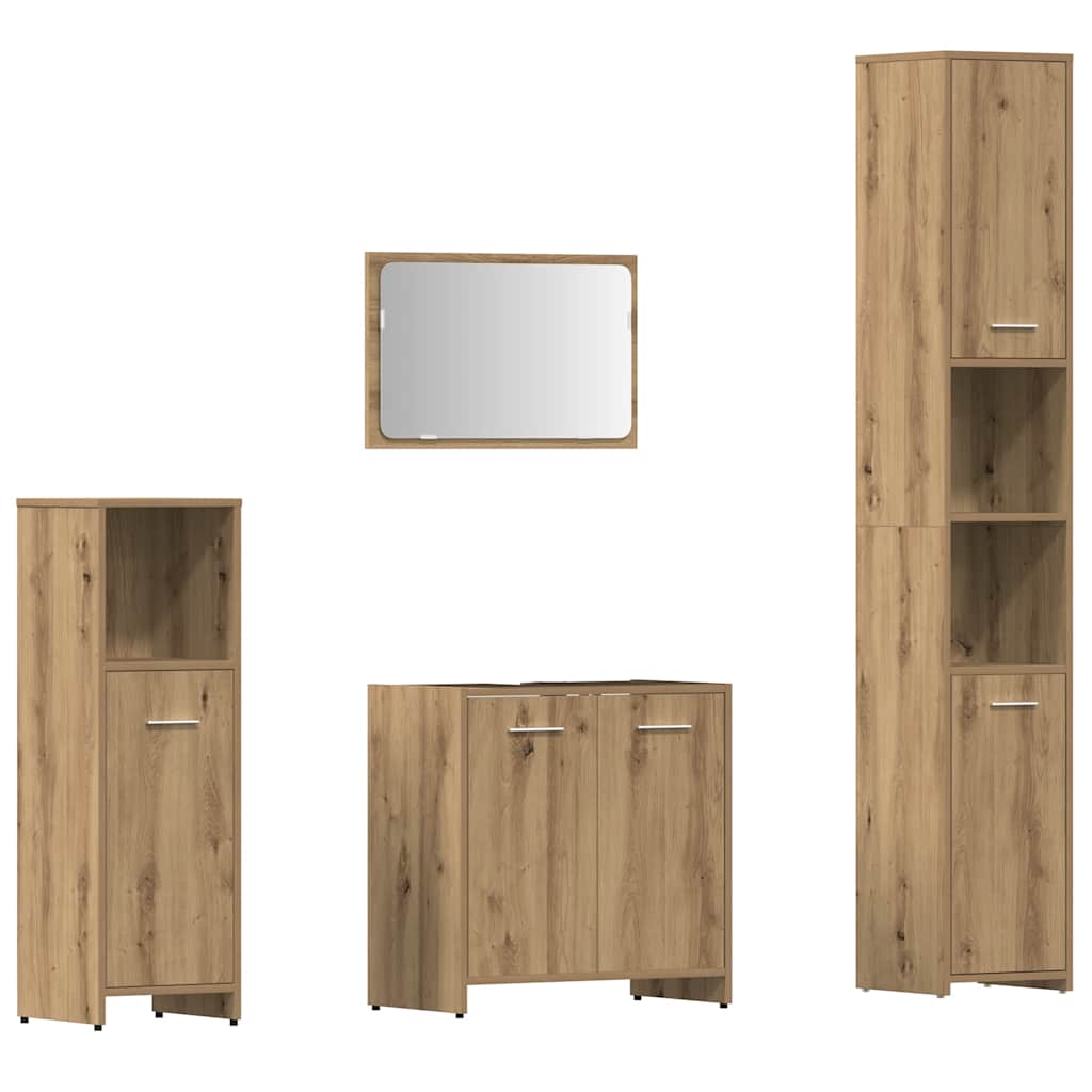 Set Mobili Da Bagno 4 Pz Rovere Artigianale Legno Multistrato - Image 3