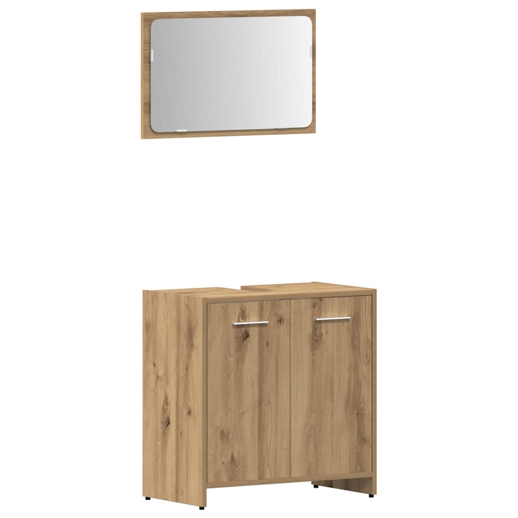 Set Mobili Da Bagno 4 Pz Rovere Artigianale Legno Multistrato