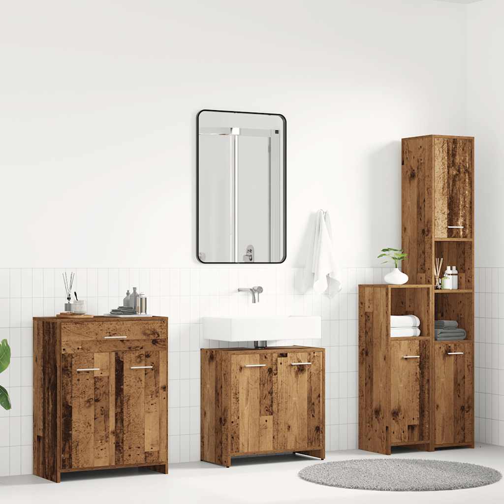 Set Mobili Da Bagno 4 Pz Legno Antico In Legno Multistrato
