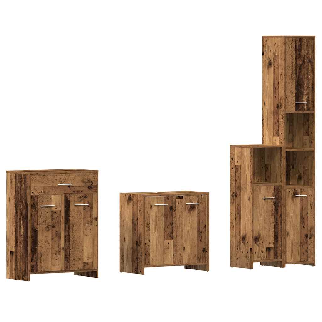 Set Mobili Da Bagno 4 Pz Legno Antico In Legno Multistrato - Image 4