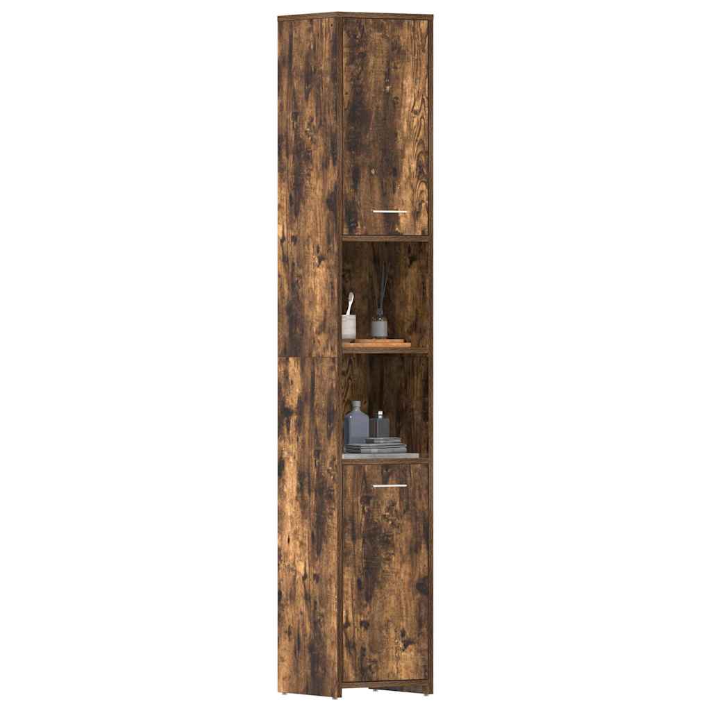 Armadietto Bagno Rovere Fumo 30x30x183,5cm Legno Tecnico