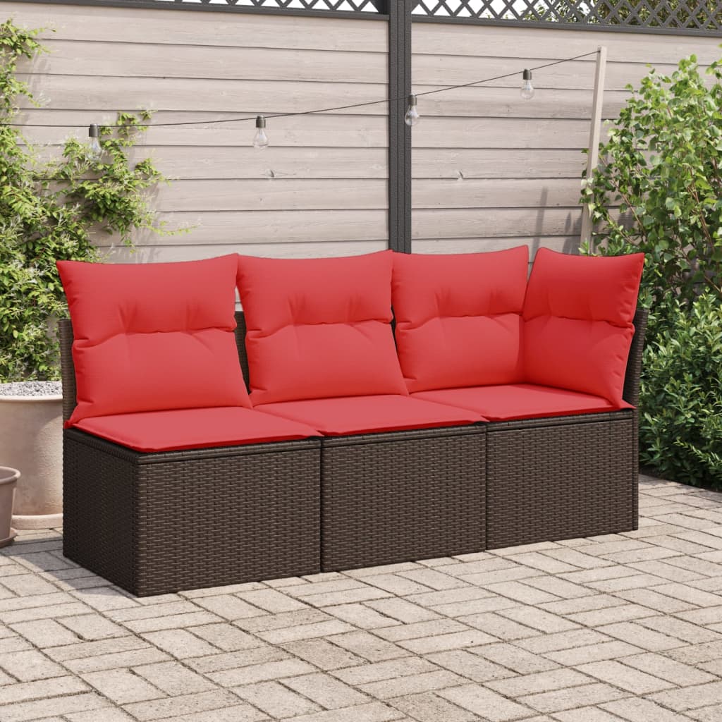 Divano Da Giardino Angolare Con Cuscini Marrone In Polyrattan
