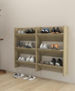 Scarpiere A Muro 2pz Rovere Sonoma 60x18x90cm Legno Multistrato
