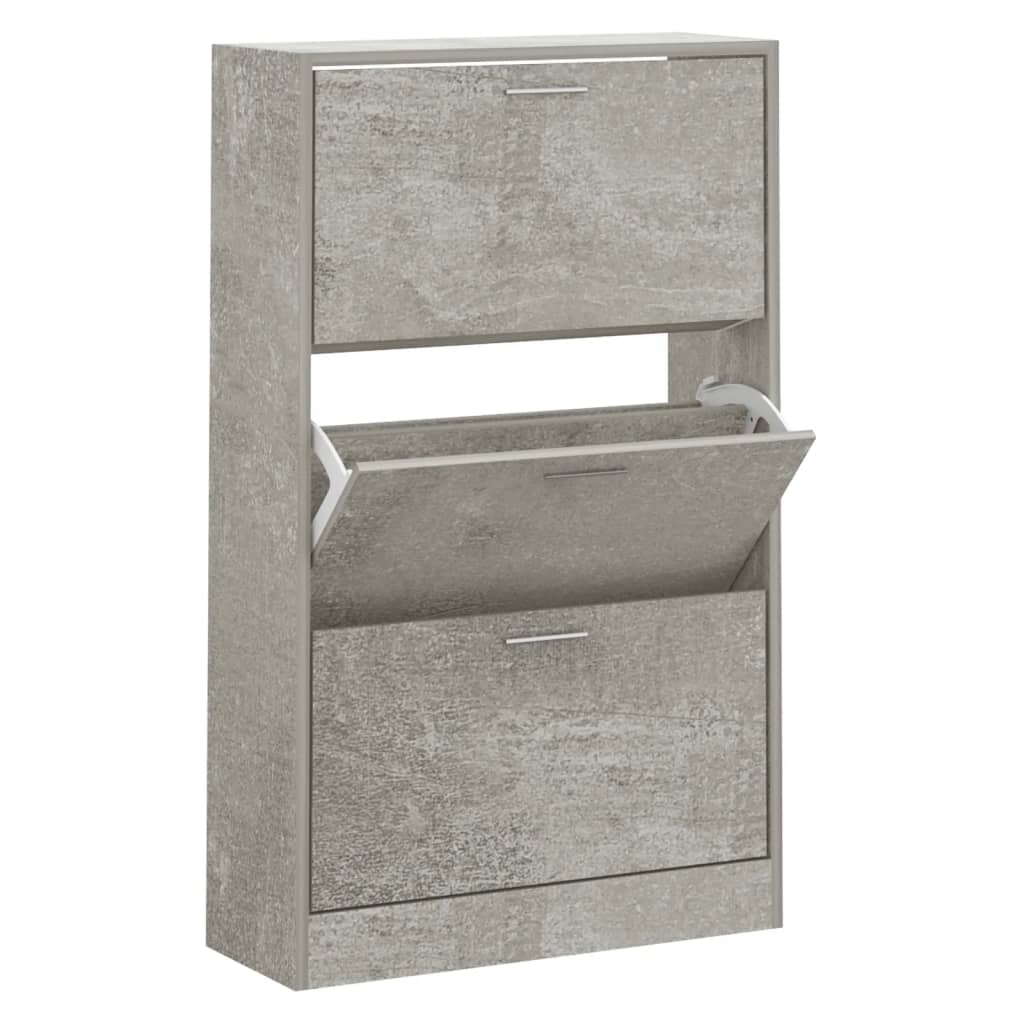 Scarpiera Grigio Cemento 63x24x103 Cm In Legno Multistrato