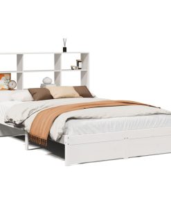 Letto Libreria Senza Materasso Bianco 140x200 Cm Legno Di Pino