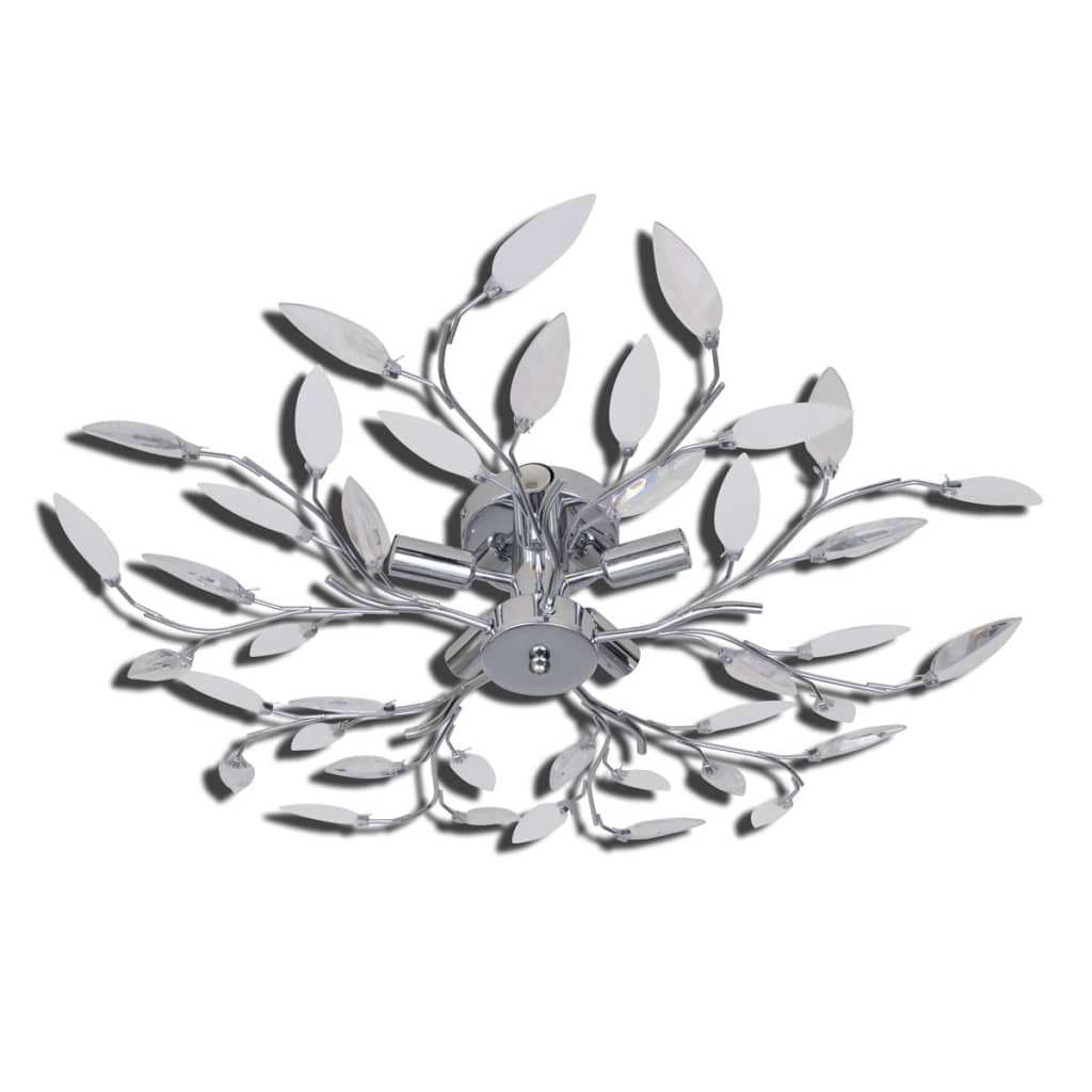 Lampada Da Soffitto Bianca Trasparente Cristalli Acrilici 5 E14 - Image 2