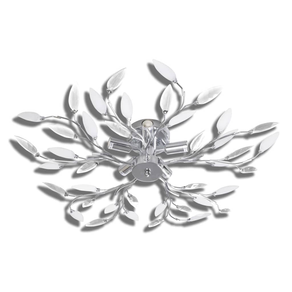 Lampada Da Soffitto Bianca Trasparente Cristalli Acrilici 5 E14 - Image 5