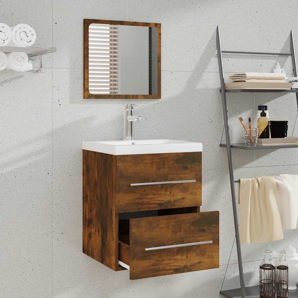 Mobile Da Bagno Con Specchio Rovere Fumo 41x38,5x48 cm - Image 3