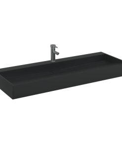 Lavandino 120x46x11 Cm Blocco In Marmo/minerale Nero Opaco