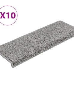 Tappetini Per Scale 10 Pz 65x21x4 Cm Grigio Bordo Rettangolare