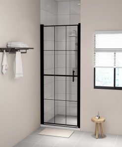 Porta Per Doccia In Vetro Temperato 81x195 Cm Nero
