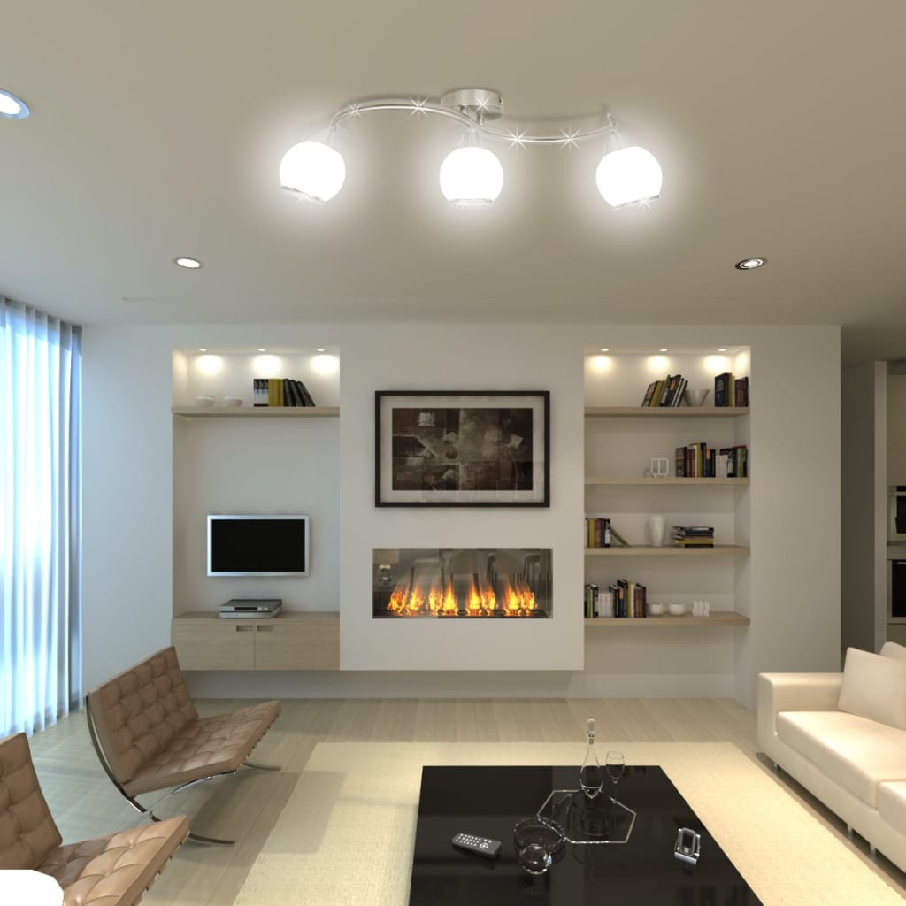 Lampada Soffitto Paralumi Vetro Tubi A Onda Per 3 Lampadine E14