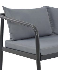 Divano Da Giardino A 2 Posti Con Cuscini Grigio In Alluminio
