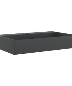 Lavandino 60x38x11 Cm Blocco In Marmo/minerale Nero Opaco