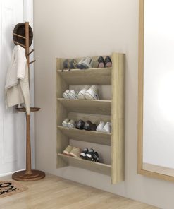Scarpiere A Muro 2pz Rovere Sonoma 80x18x60cm Legno Multistrato