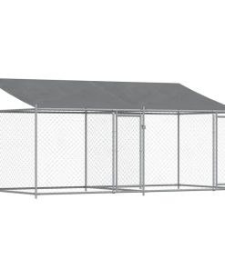 Gabbia Cani Con Tetto E Porte Grigia 4x2x2 M In Acciaio Zincato