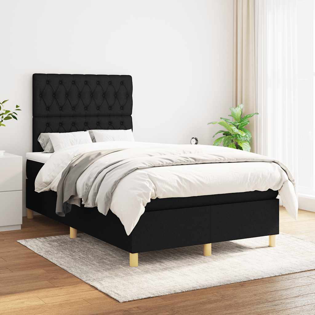 Giroletto A Molle Con Materasso Nero 120x190 Cm In Tessuto