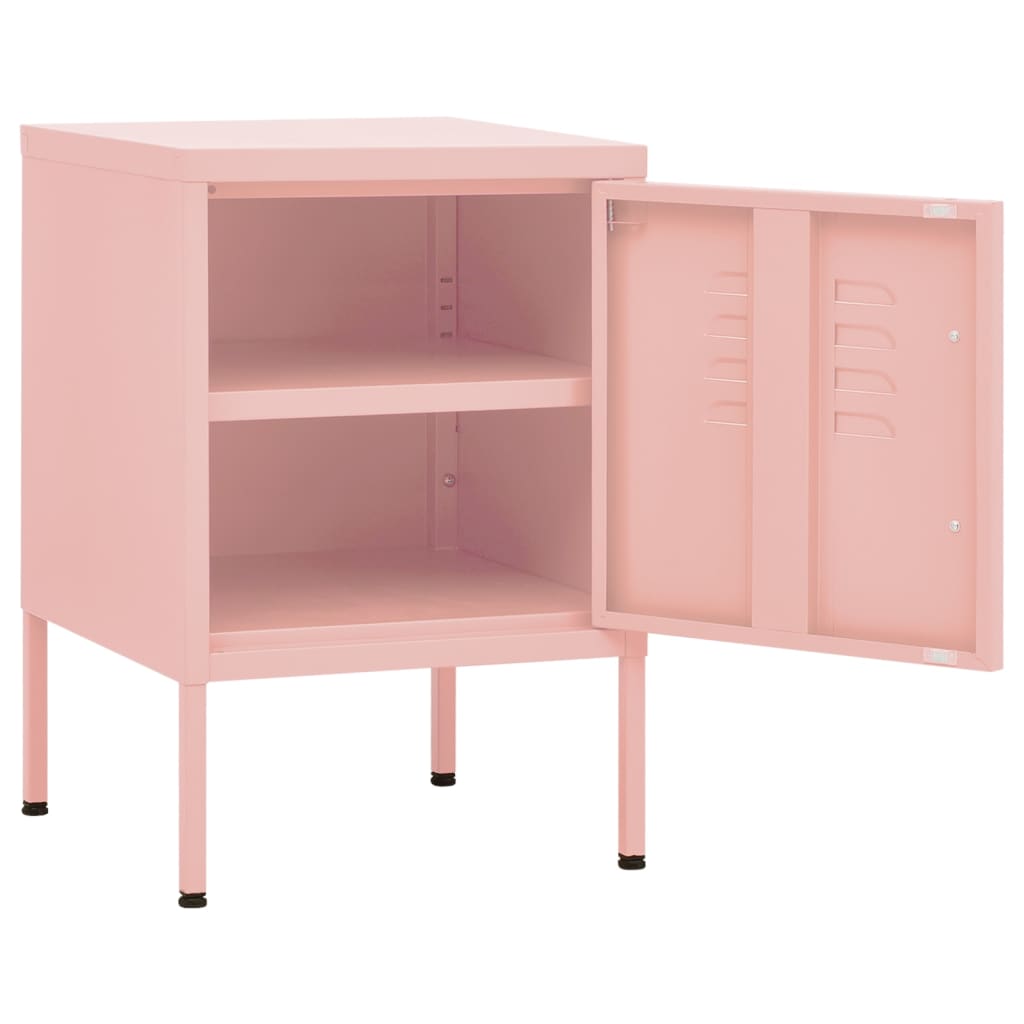 Comodini 2 Pz Rosa 35x35x51 Cm In Acciaio