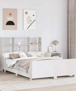 Letto Libreria Senza Materasso Bianco 120x200 Cm Legno Massello