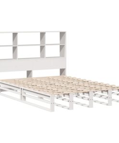Letto Libreria Senza Materasso Bianco 120x190 Cm Legno Massello