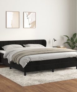 Giroletto A Molle Con Materasso Nero 180x200 Cm In Velluto