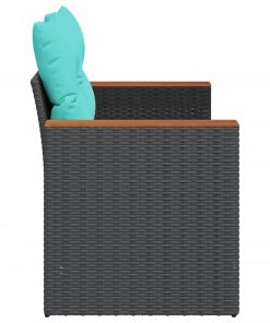 Divano Da Giardino Con Cuscini 2 Posti Nero In Polyrattan
