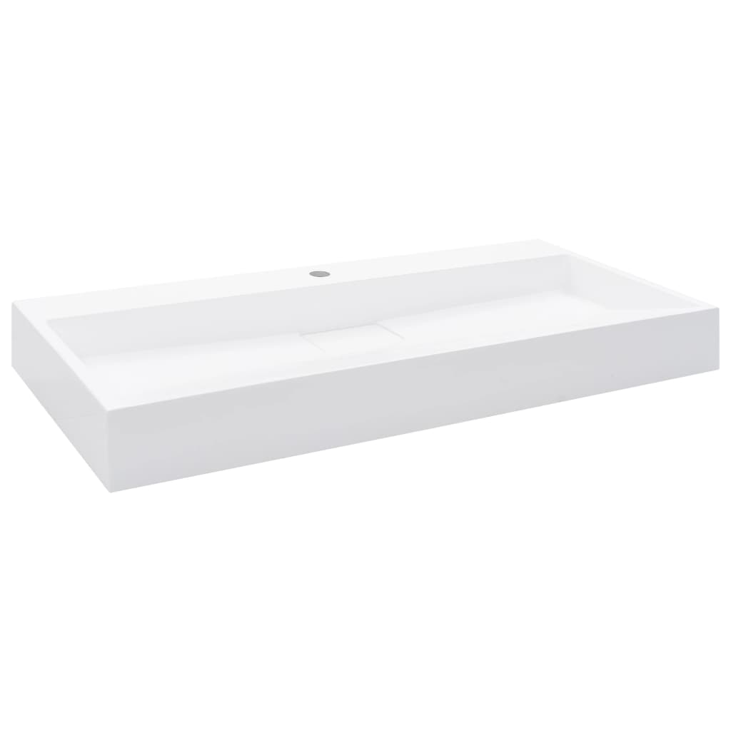 Lavandino 100x46x11 Cm Blocco In Marmo/minerale Bianco