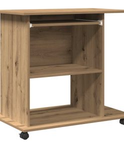 Scrivania Computer Rovere Artigianale Legno Multistrato