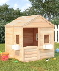 Casetta Con Porta Chiudibile E Vasi Fiori Legno Massello Abete