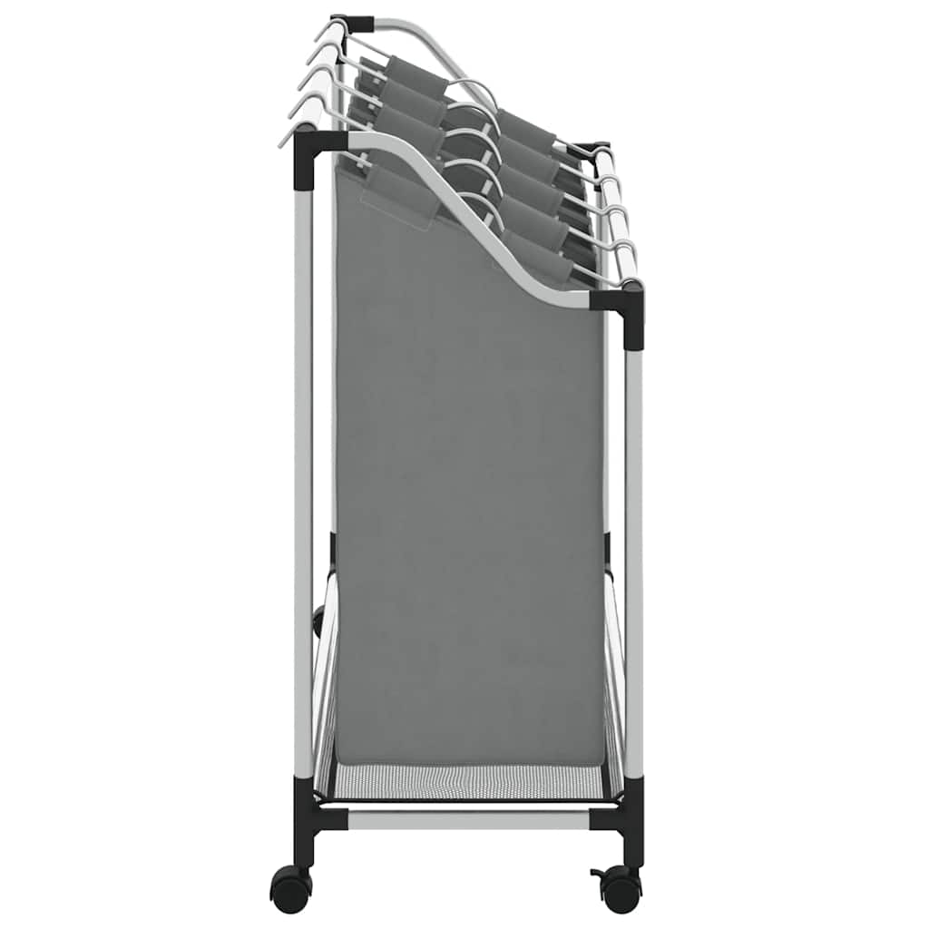 Cesto Portabiancheria Con Ruote 4 Scomparti Grigio - Image 4