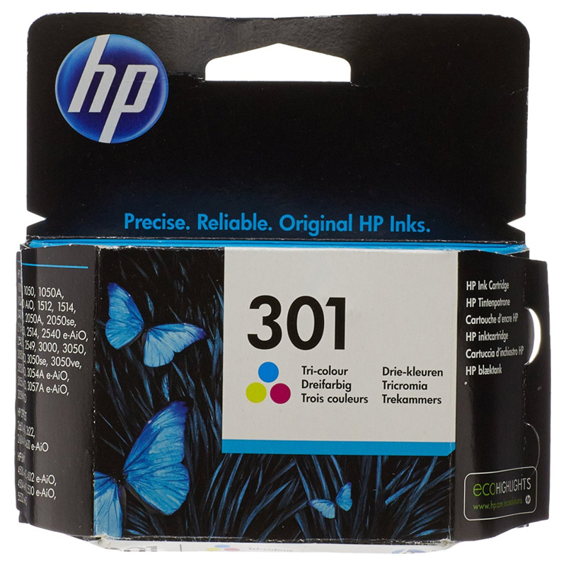 Hp 301 TrI-Color (ch562ee) - Ciano + Magenta + Yellow - Cartuccia Originale