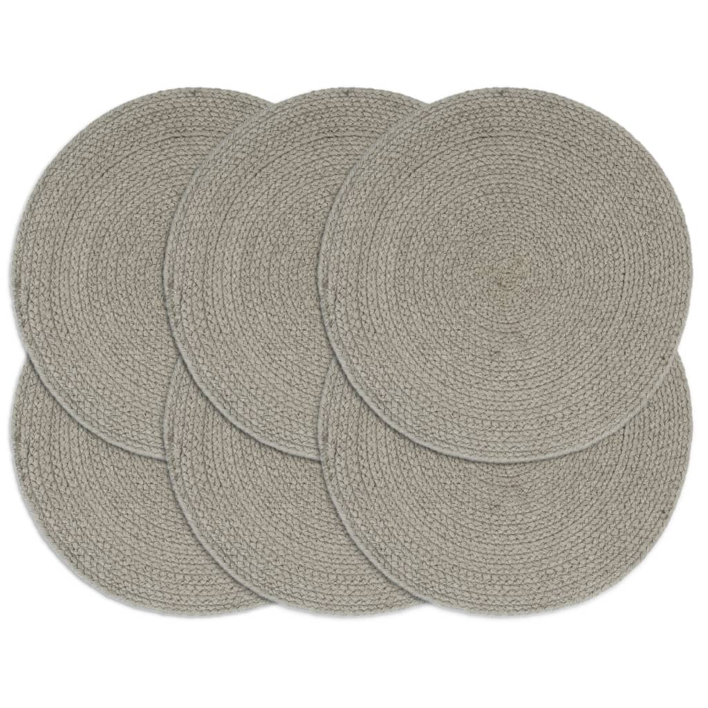 Tovagliette 6 Pz Grigio Neutro 38 Cm Rotonde In Cotone