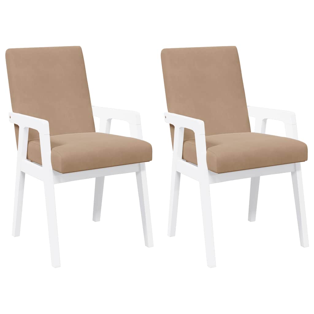 Sedie Da Pranzo Con Cuscini 2 Pz Bianco Legno Massello Di Hevea - Image 6