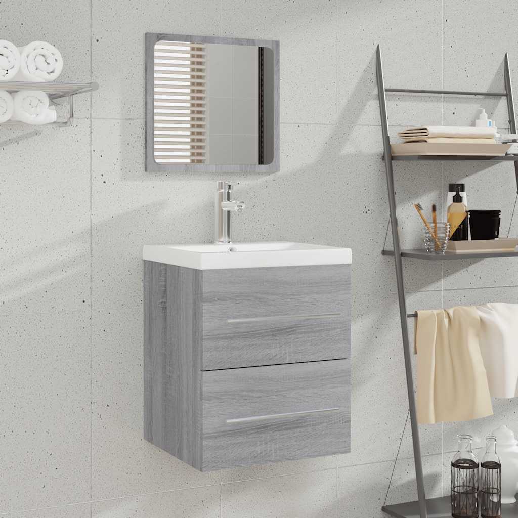 Mobile Da Bagno Con Specchio Grigio Sonoma 41x38,5x48 cm - Image 2