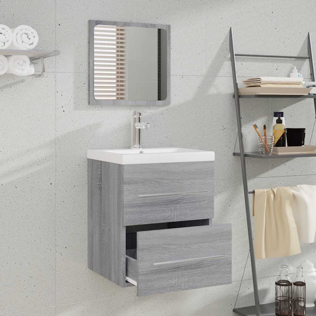 Mobile Da Bagno Con Specchio Grigio Sonoma 41x38,5x48 cm - Image 4