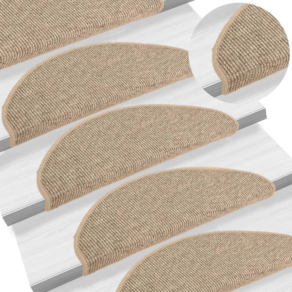 Tappetini Per Scale 15 Pz 65x21x4 Cm Beige Scuro Semicircolari Grandi