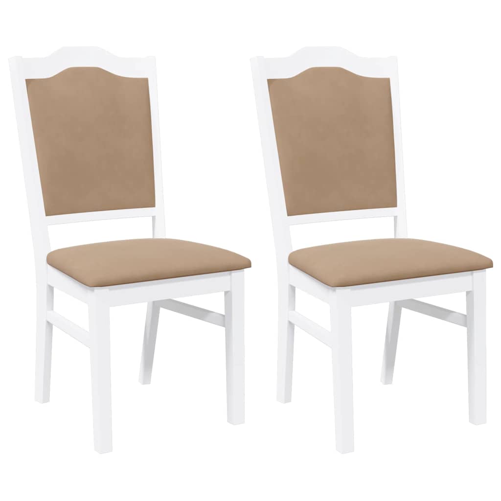Sedie Da Pranzo Con Cuscini 2 Pz Bianco Legno Massello Di Hevea - Image 6