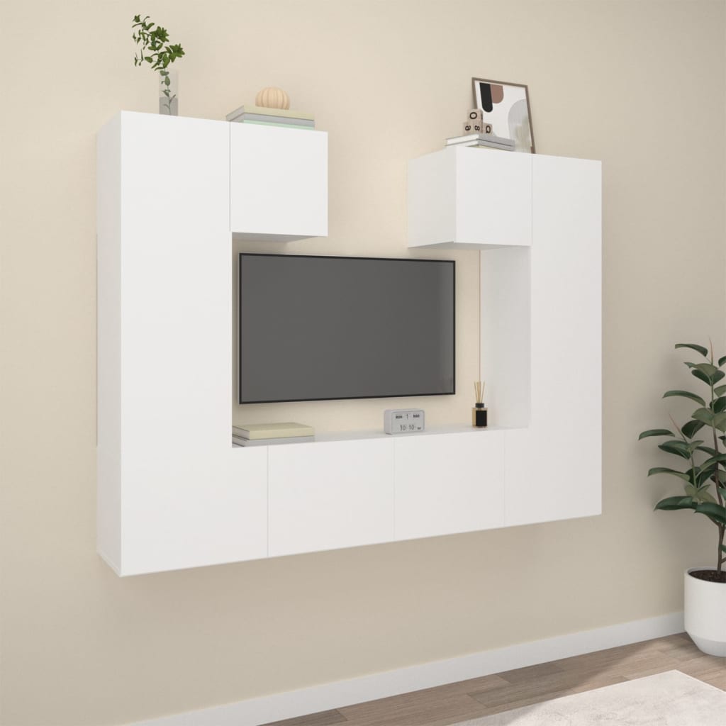 vidaXL Set de muebles para TV 6 piezas madera contrachapada blanco