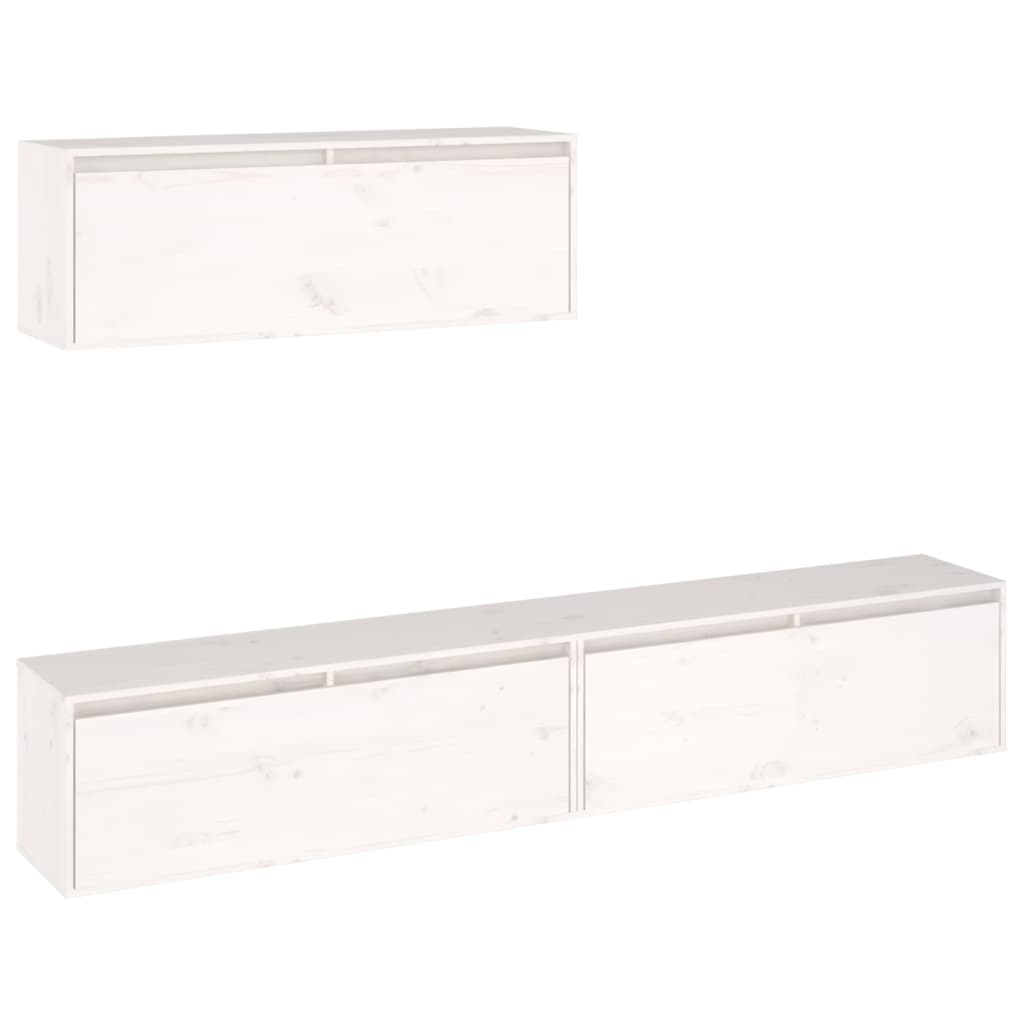 vidaXL Conjunto de mueble de TV 3 piezas madera maciza de pino blanco