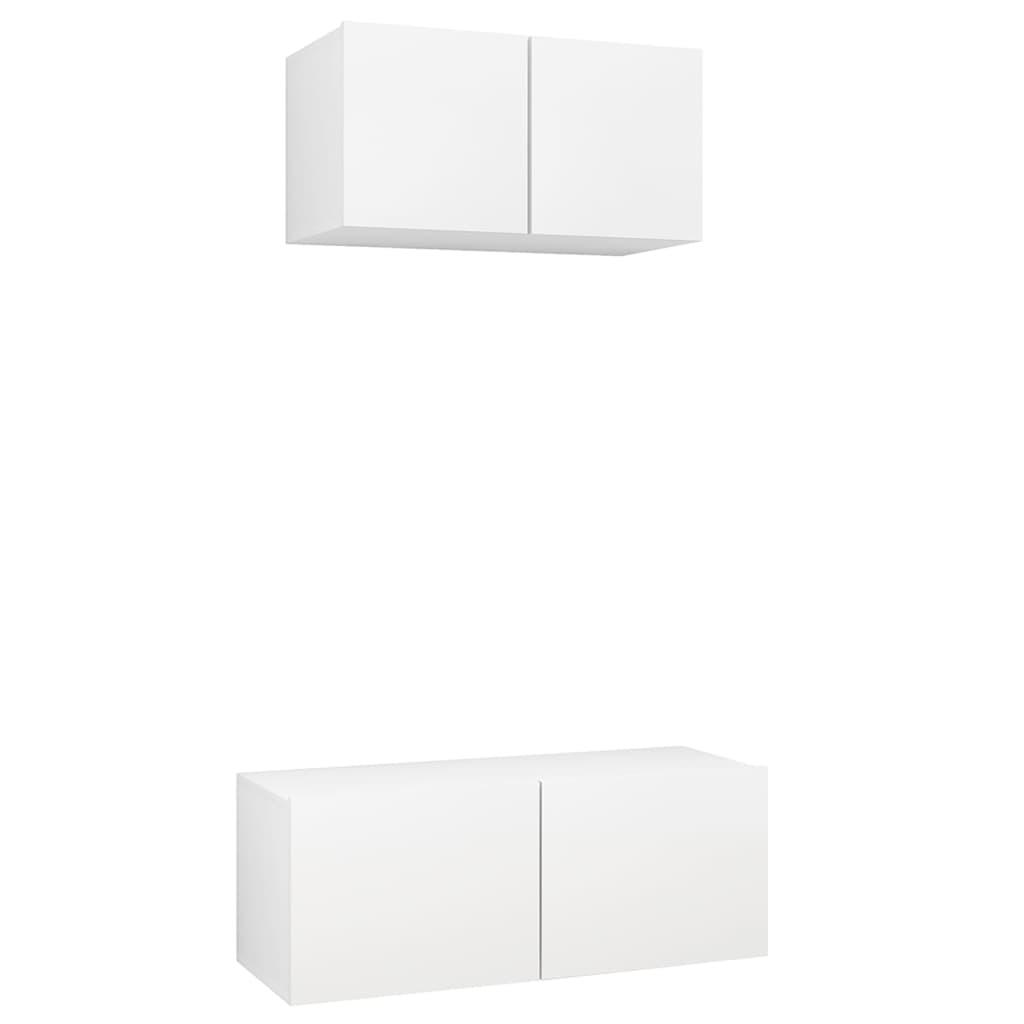 vidaXL Set de muebles de salón TV 2 piezas madera de ingeniería blanco