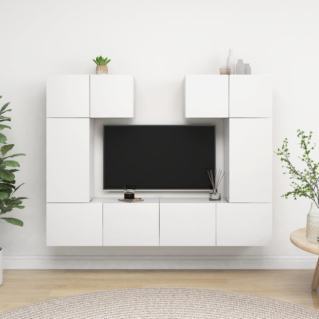 vidaXL Set de muebles de salón TV 6 piezas madera de ingeniería blanco