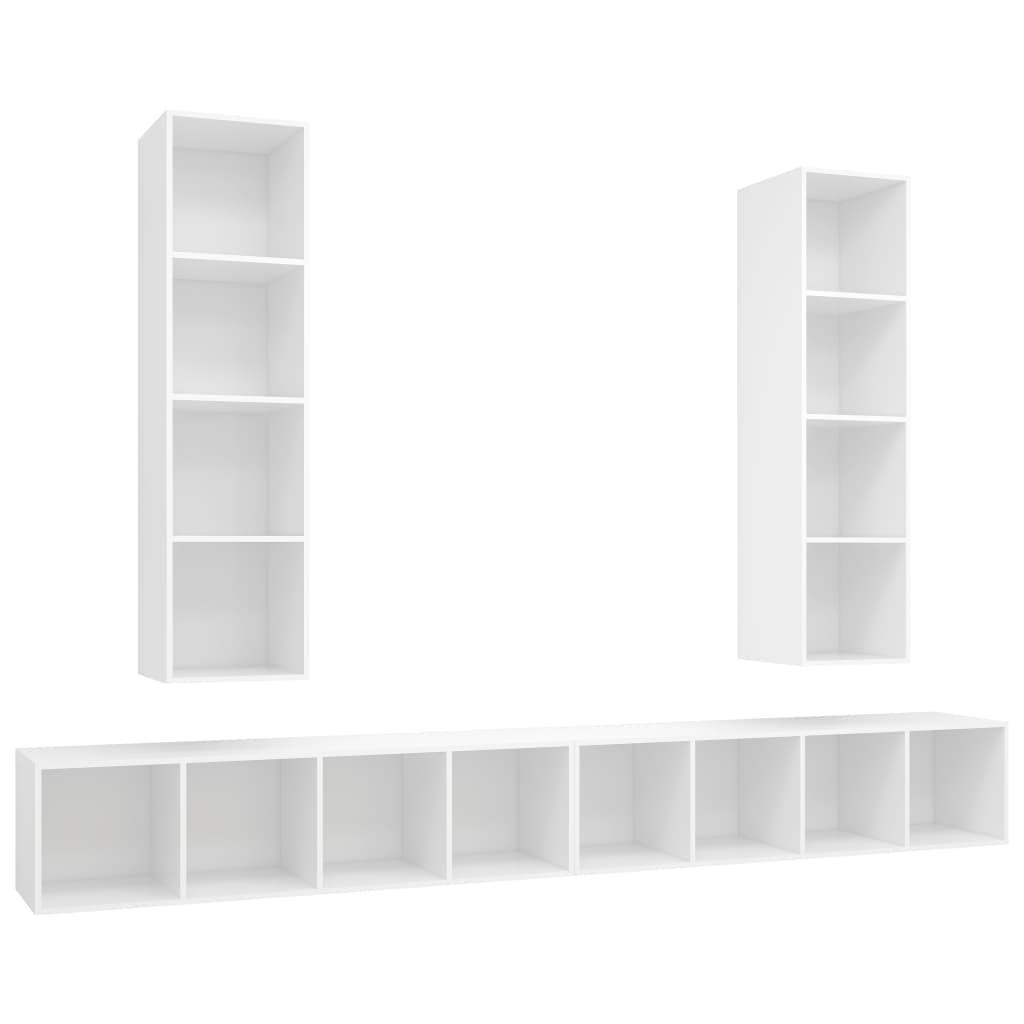 vidaXL Muebles de salón de pared 4 piezas madera de ingeniería blanco