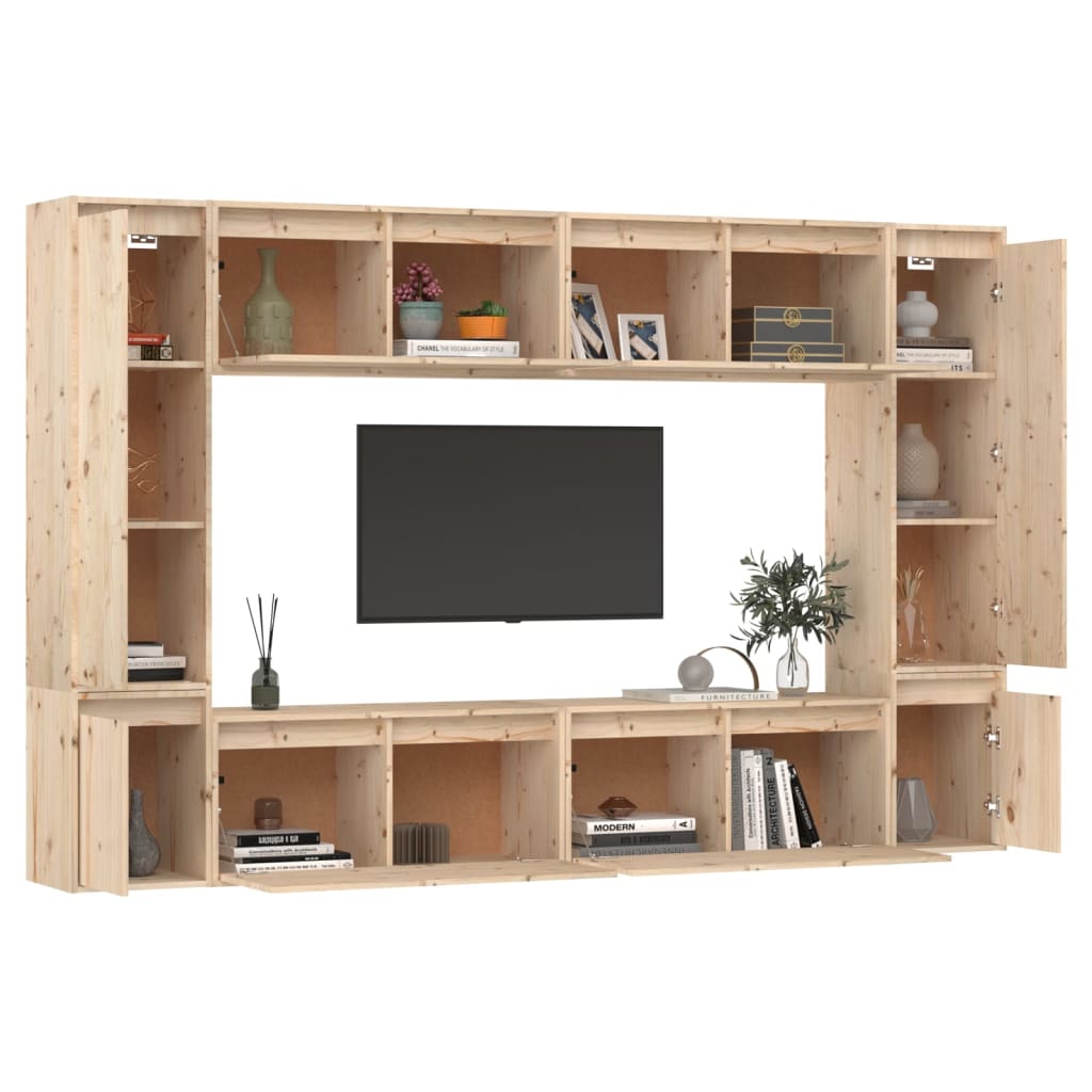 vidaXL Muebles para TV 8 piezas madera maciza de pino