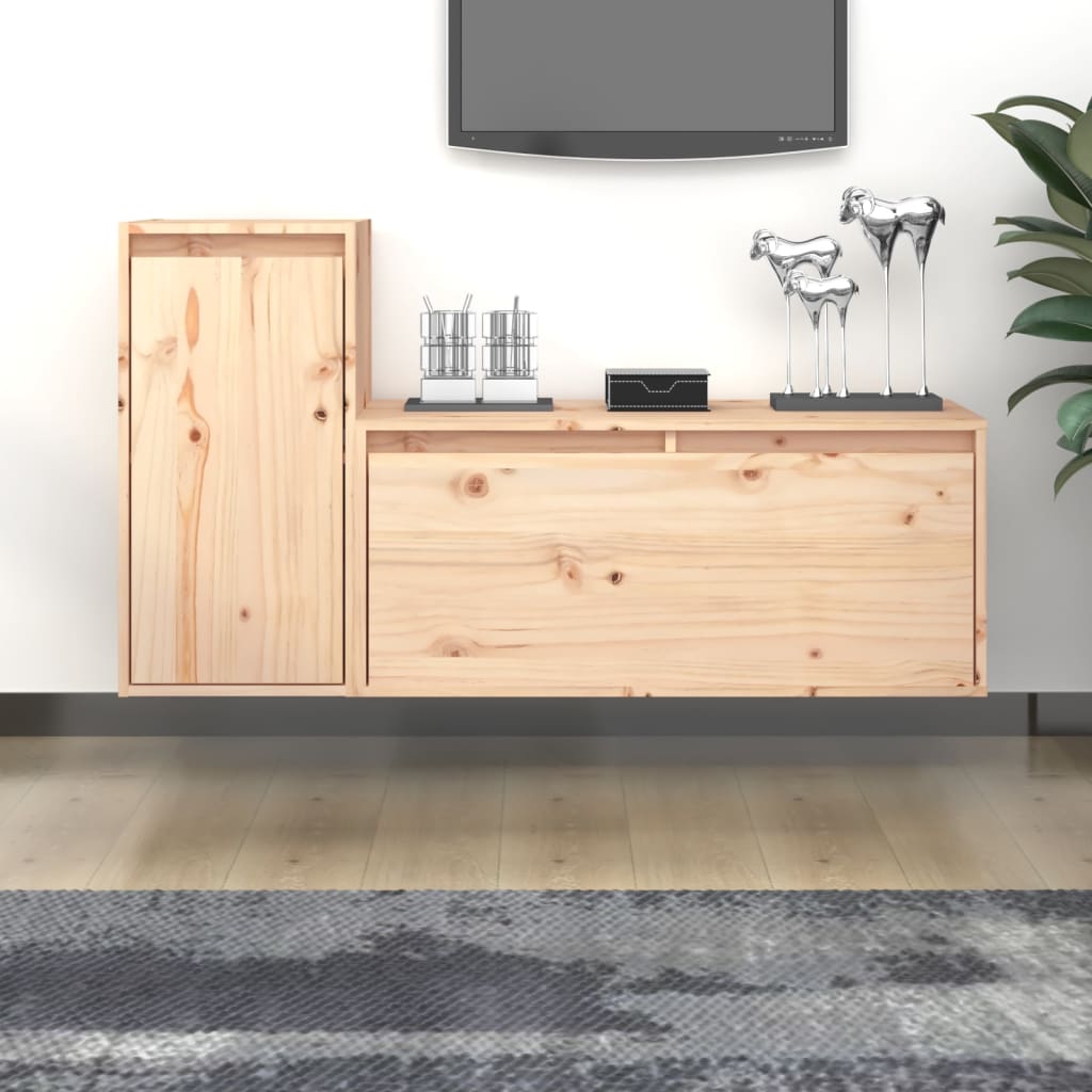 vidaXL Muebles para TV 2 piezas madera maciza de pino