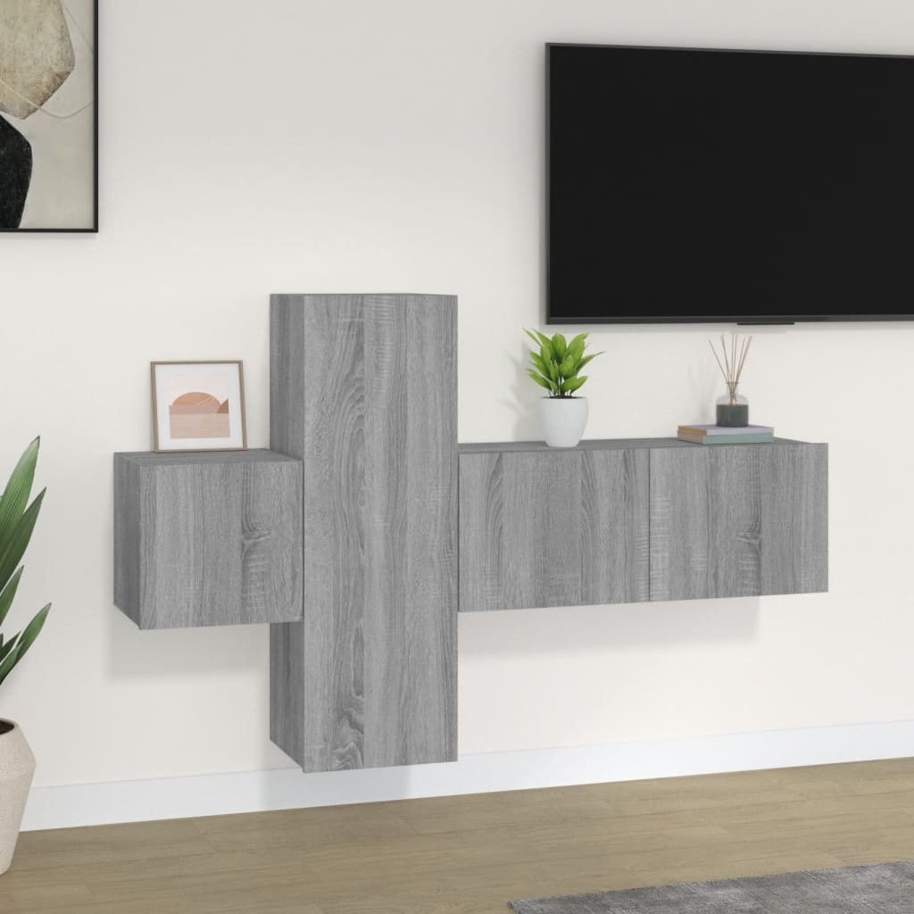 vidaXL Set de muebles para TV 3 pzas madera contrachapada gris Sonoma