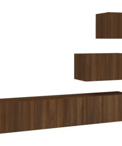 vidaXL Set de muebles para TV 4 pzas madera contrachapada marrón roble