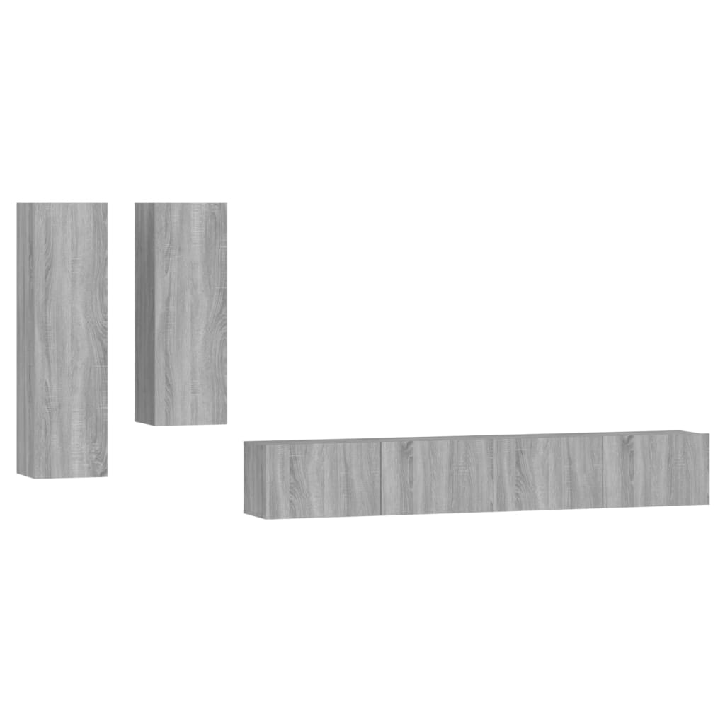 vidaXL Set de muebles para TV 4 pzas madera contrachapada gris Sonoma