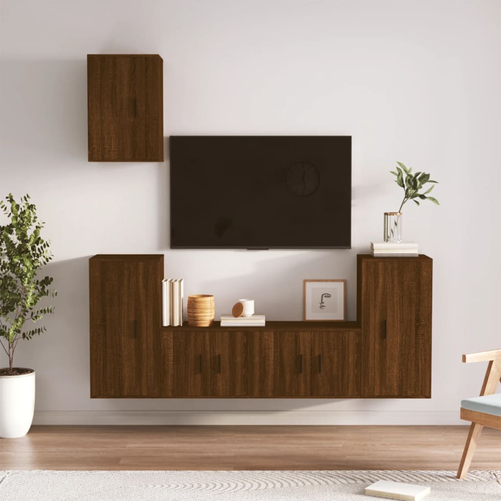 vidaXL Set de muebles para TV 5 pzas madera contrachapada roble marrón