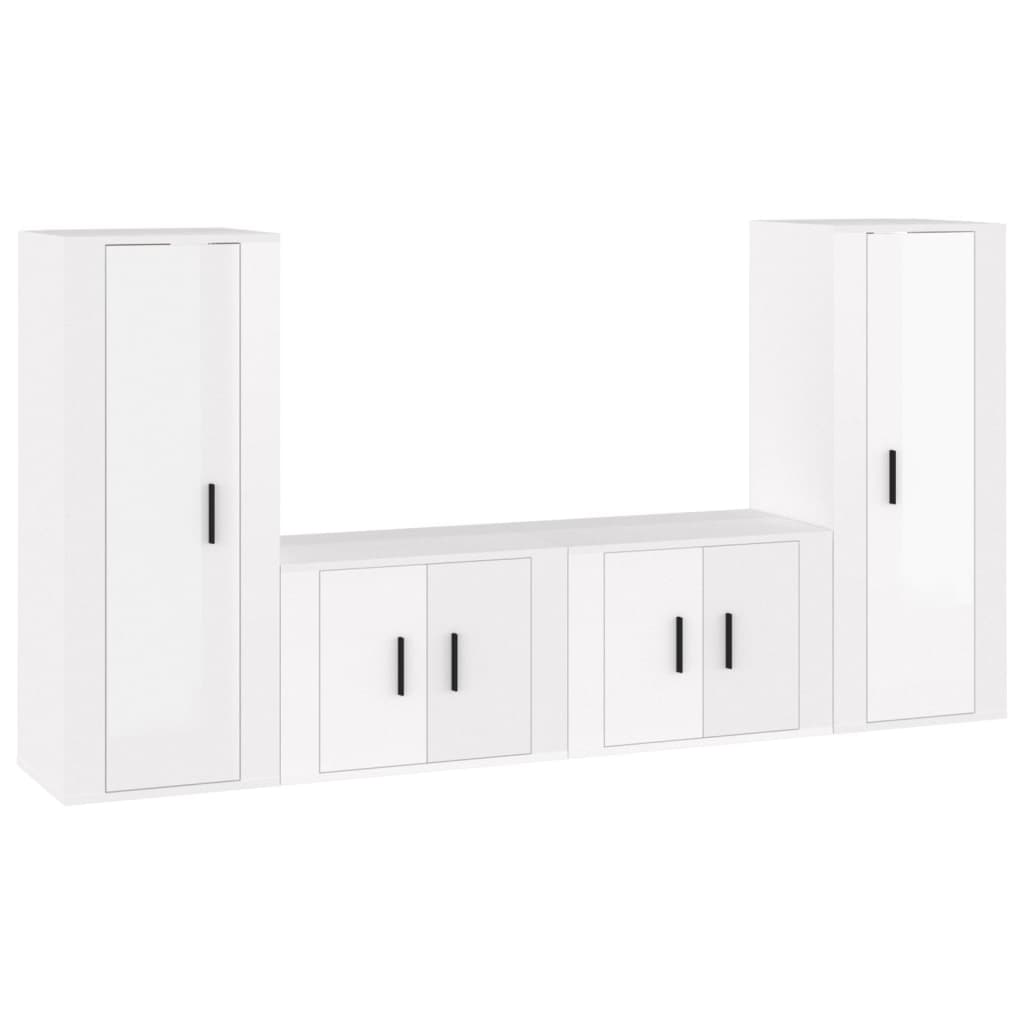 vidaXL Set de muebles de TV 4 pzas madera contrachapada blanco brillo